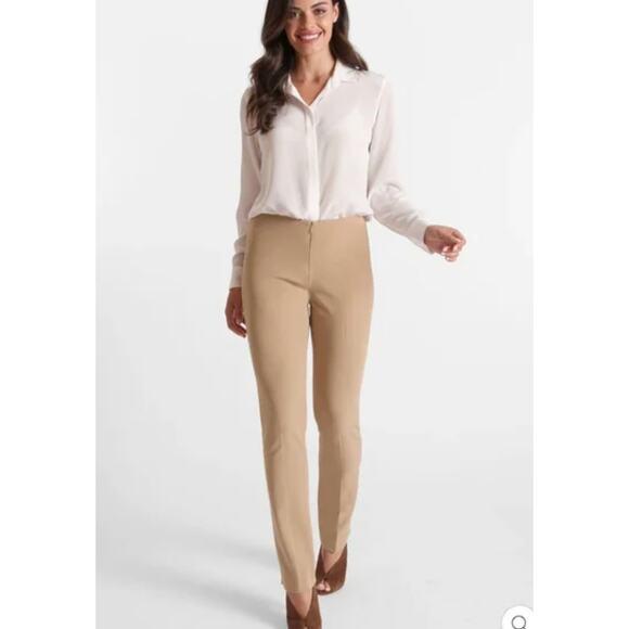 Panticular Peace of Cloth Pants Womens 30 Cream Slit Ankle Bootcut Trouser Pleat - Picture 1 of 9